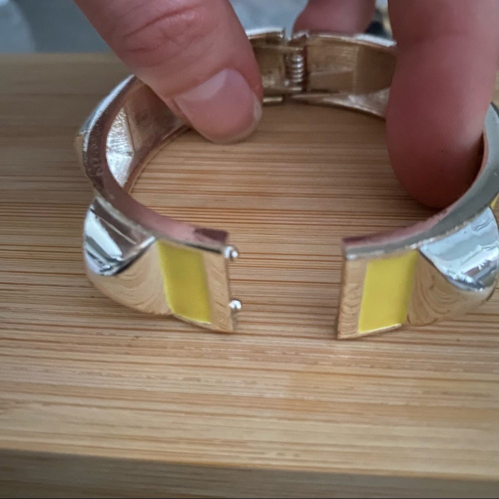 Silver and Yellow Studded Bangle Bracelet - Picture 4 of 17
